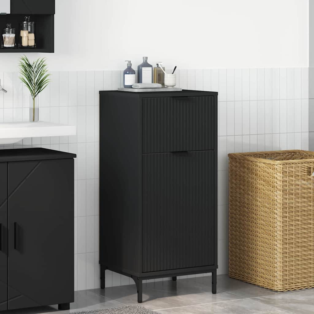 Mobile da Bagno con cassetto con porta Nero 39,5 x 36 x 88 cm