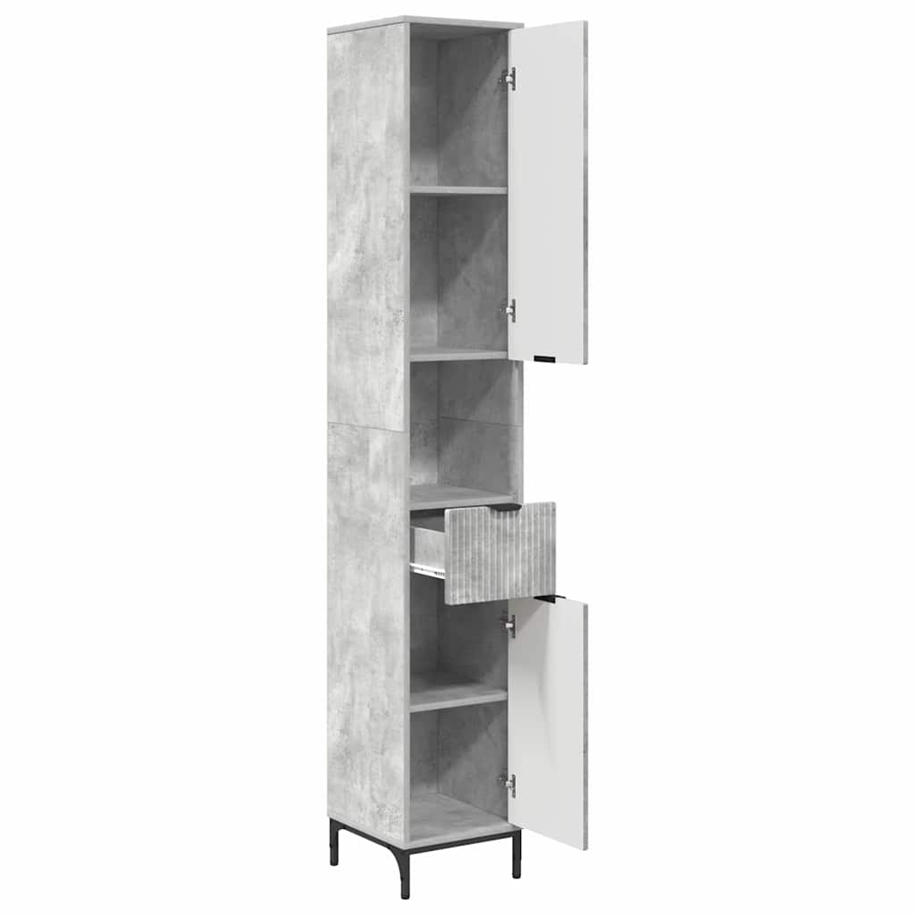 Mobile da Bagno con cassetto Grigio cemento 31,5 x 33 x 190 cm