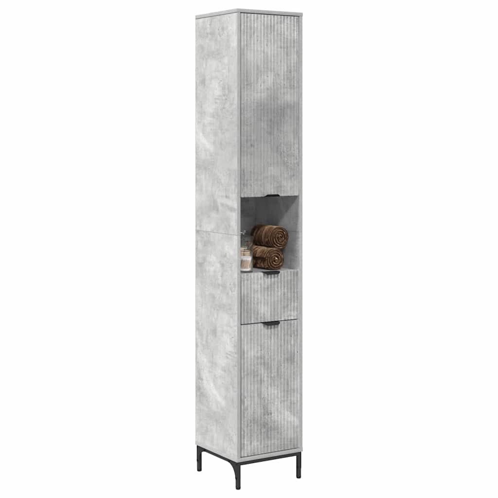 Mobile da Bagno con cassetto Grigio cemento 31,5 x 33 x 190 cm