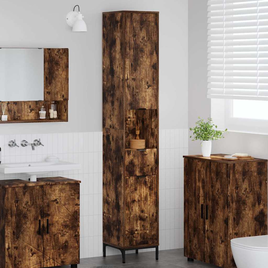 Mobile da Bagno con cassetto Rovere fumÃ© 31,5 x 33 x 190 cm