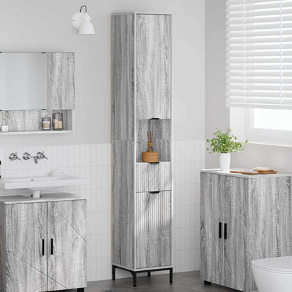 Mobile da Bagno con cassetto Grigio Sonoma 31,5 x 33 x 190 cm