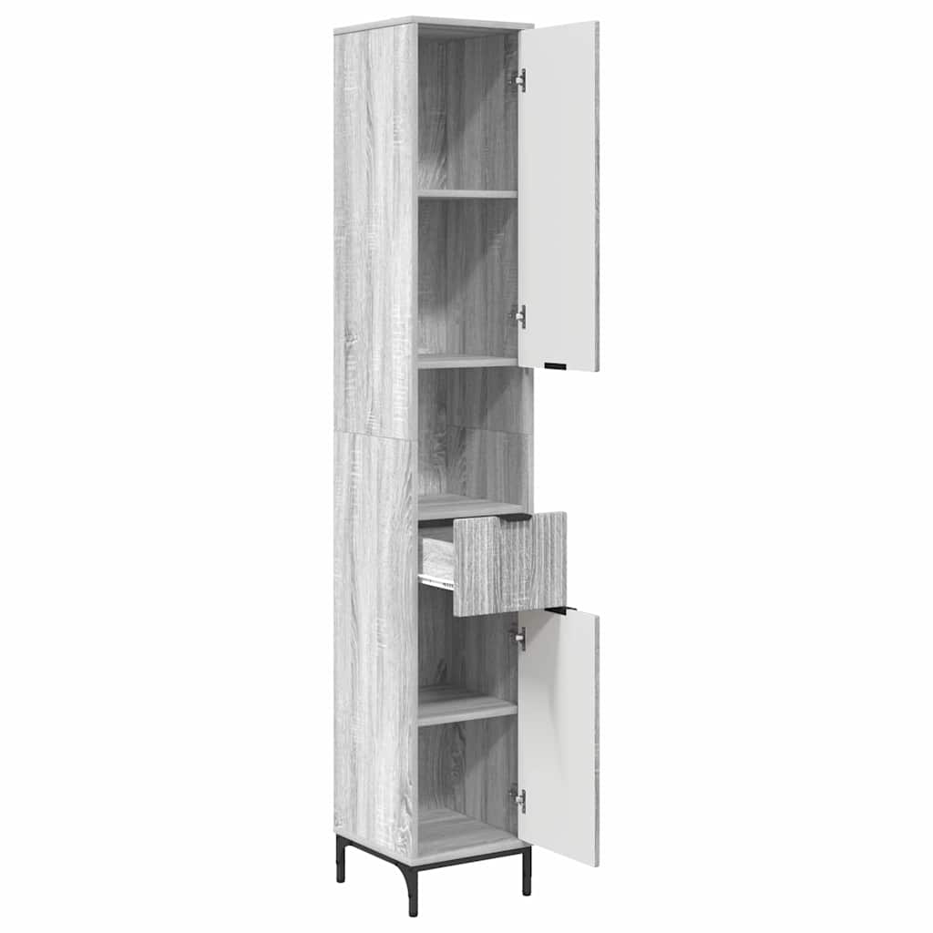 Mobile da Bagno con cassetto Grigio Sonoma 31,5 x 33 x 190 cm