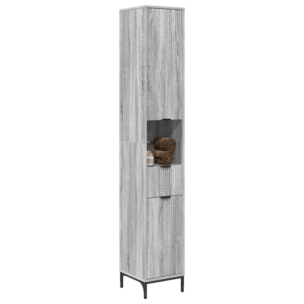 Mobile da Bagno con cassetto Grigio Sonoma 31,5 x 33 x 190 cm