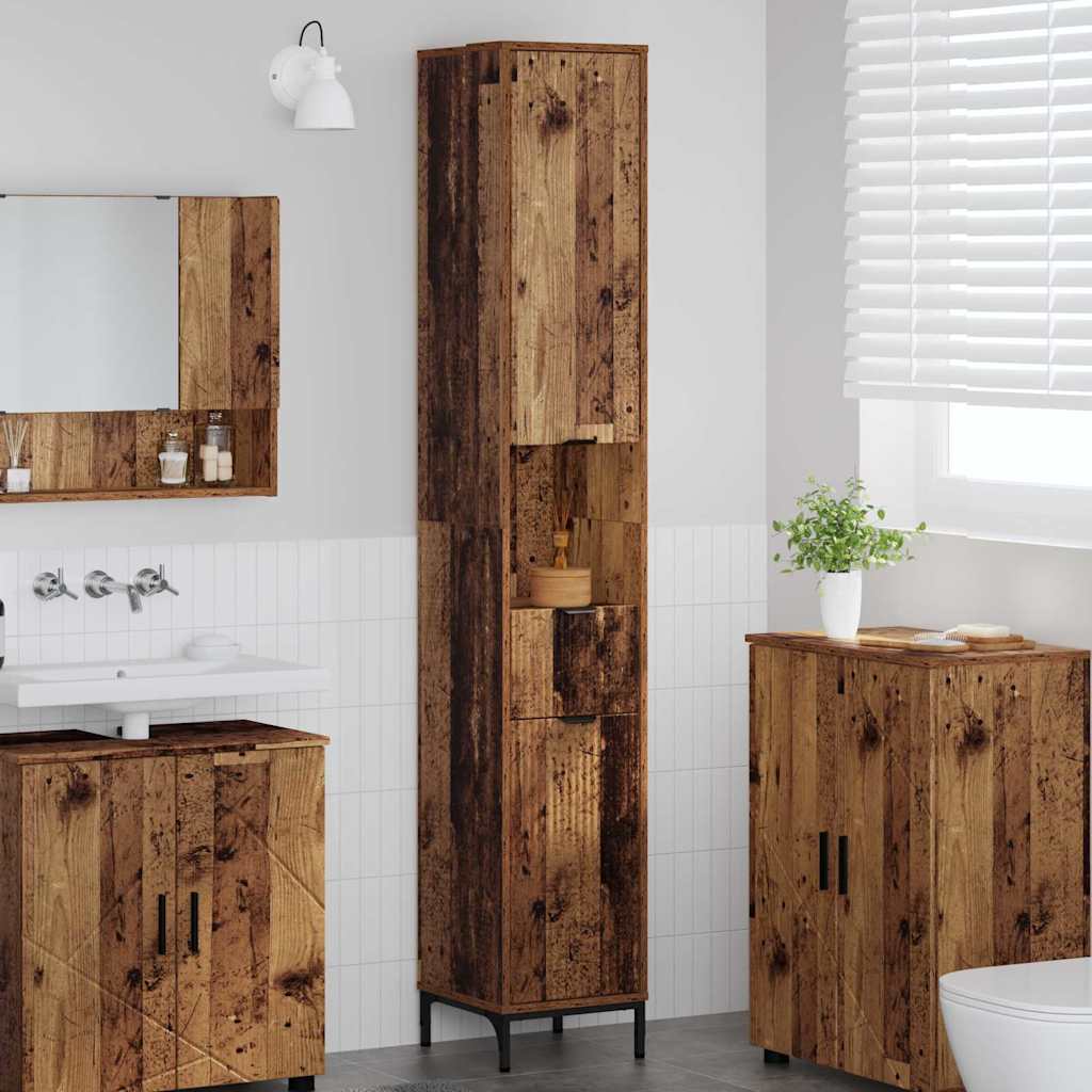 Mobile da Bagno con cassetto Legno vecchio 31,5 x 33 x 190 cm