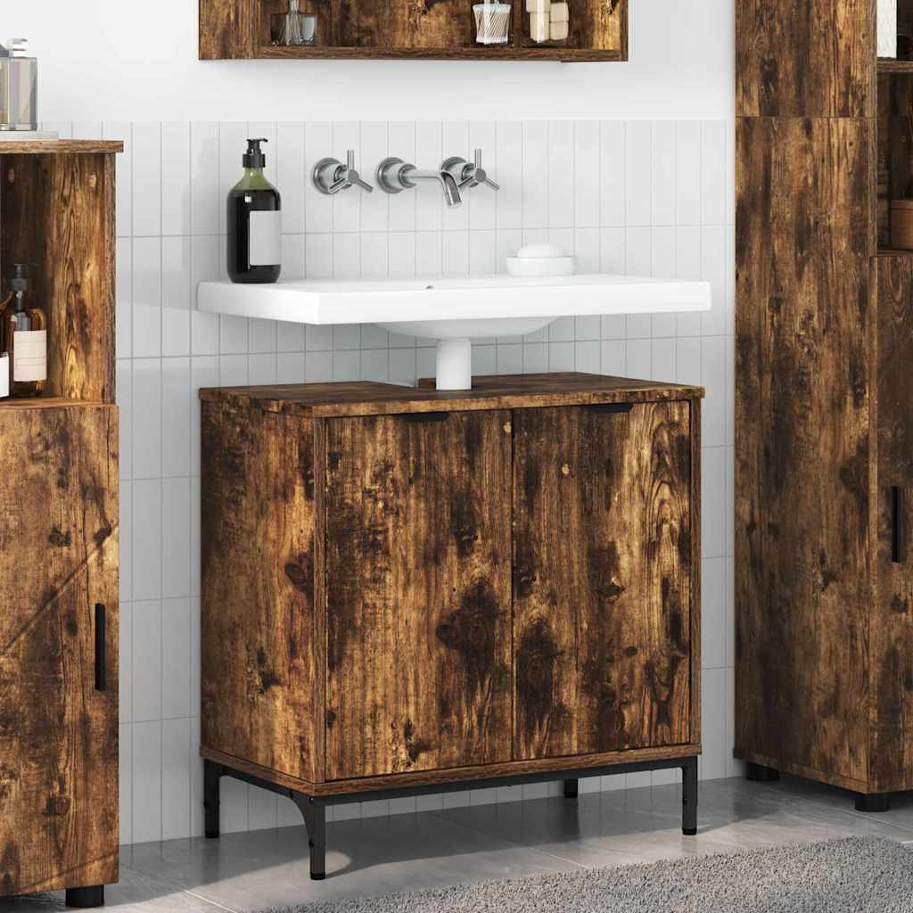 Armadio per Lavabo da Bagno Rovere fumÃ© 60,5 x 33,5 x 61 cm