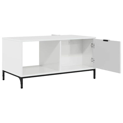 Tavolino da salotto con cassetto Bianco Lucido 90 x 49 x 46 cm