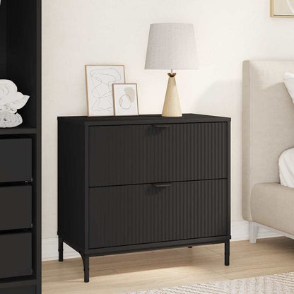 Comodino con cassetto Nero 63.5 x 36 x 61 cm Legno multistrato