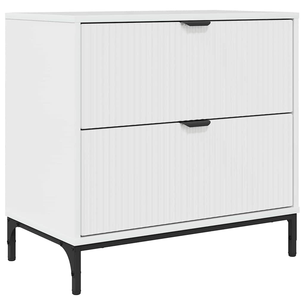 Comodino Bianco lucido 63.5 x 36 x 61 cm Legno multistrato
