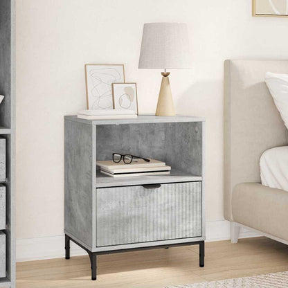 Armadio da Notte con cassetto Grigio cemento 49 x 36 x 61 cm