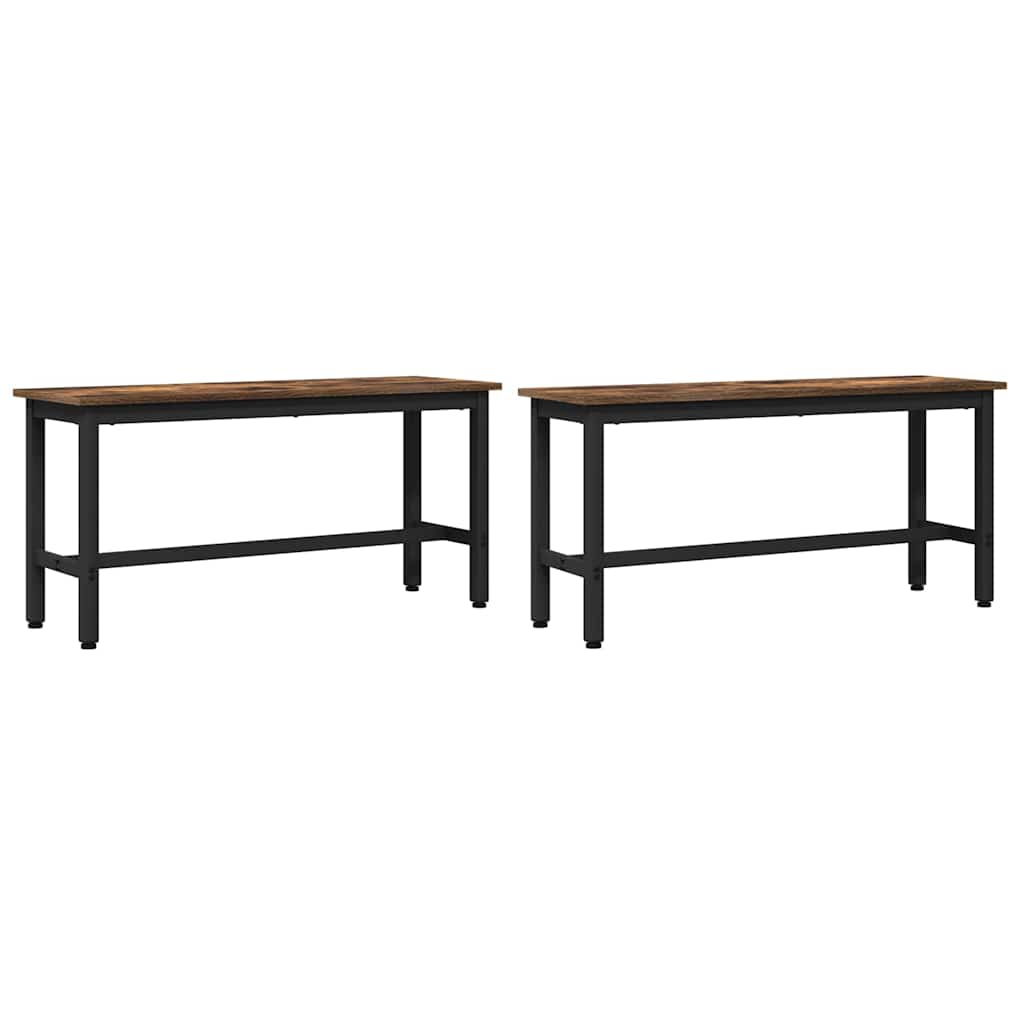 Panchina da pranzo 2 pcs Rovere fumÃ© 100 x 32,5 x 48,5 cm