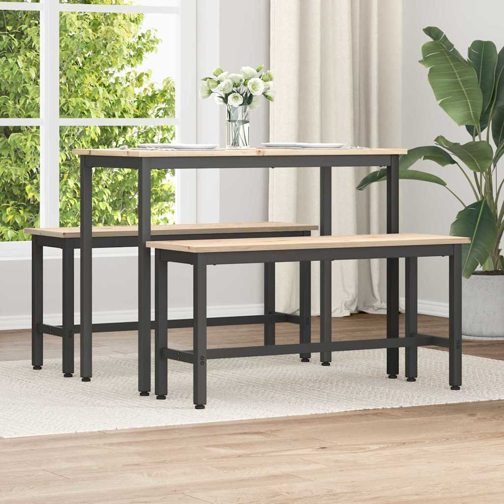 Panche da pranzo 2 pcs Naturale 100 x 32,5 x 49 cm
