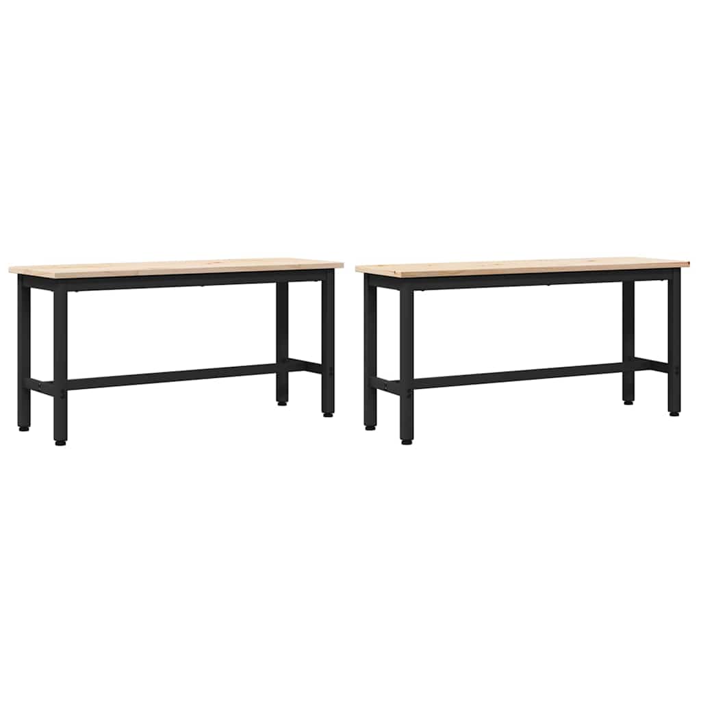 Panche da pranzo 2 pcs Naturale 100 x 32,5 x 49 cm