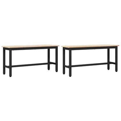 Panche da pranzo 2 pcs Naturale 100 x 32,5 x 49 cm