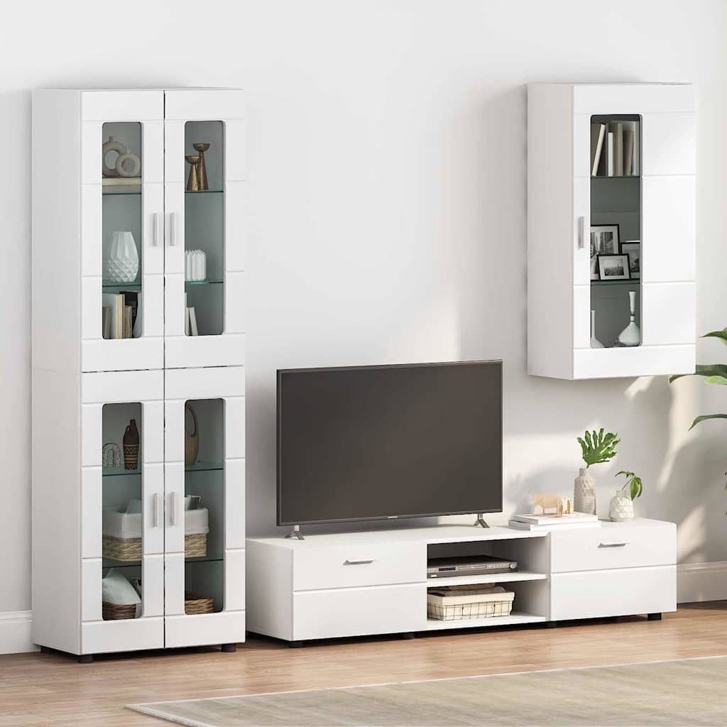 Armadio in Legno Bianco Lucido 50 x 29 x 100 cm