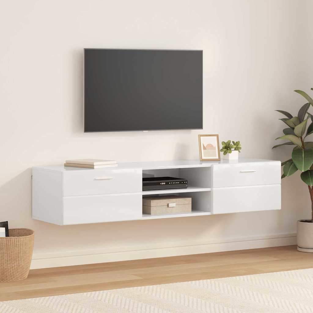 Armadio in Legno con cassetto Bianco Lucido 150 x 39 x 30 cm