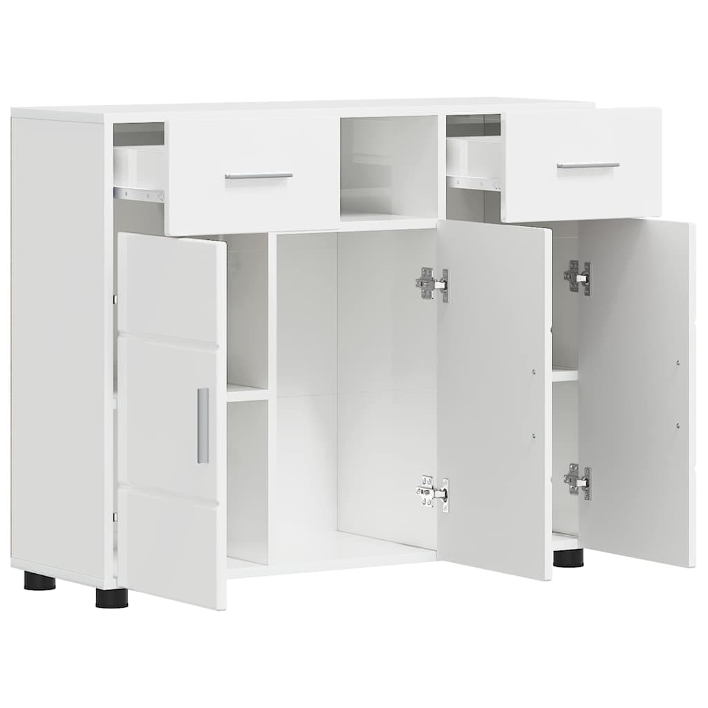 Armadio in Legno con cassetto Bianco Lucido 88,5 x 30,5 x 73 cm