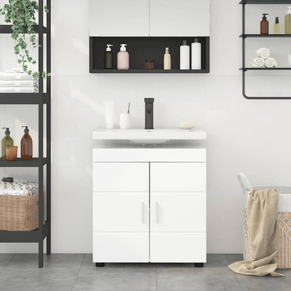 Set di Armadi da Bagno TULUM Bianco Lucido 60 x 34 x 63 cm