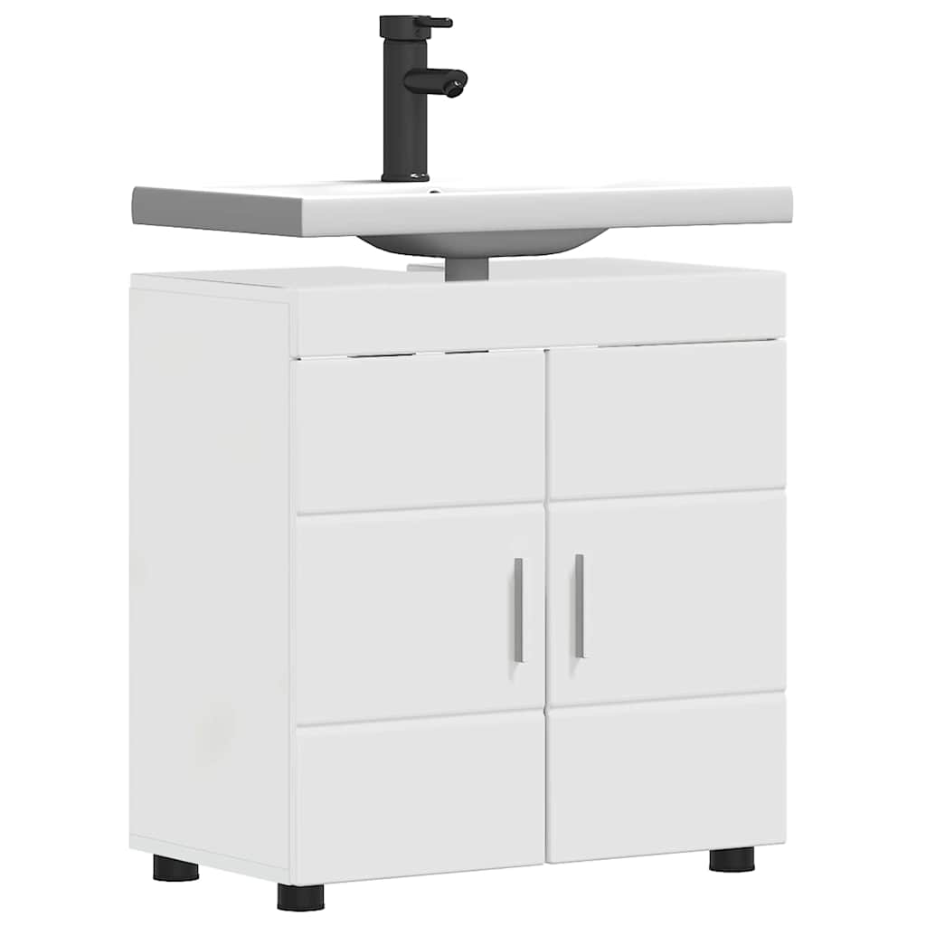 Set di Armadi da Bagno TULUM Bianco Lucido 60 x 34 x 63 cm