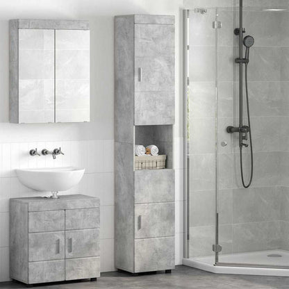 Set di Armadi da Bagno TULUM Grigio cemento 37 x 31,5 x 203 cm