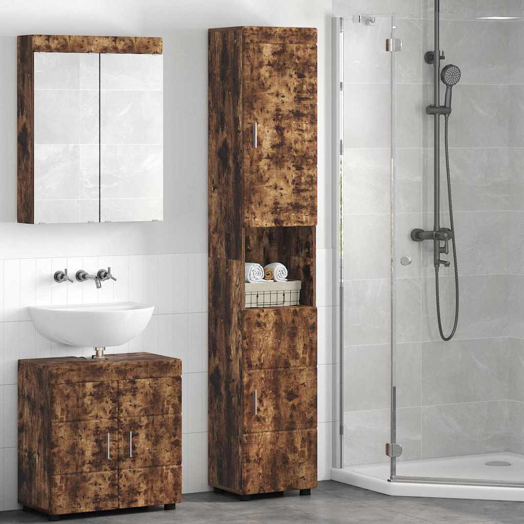 Set di Armadi da Bagno TULUM Rovere fumé 37 x 31,5 x 203 cm