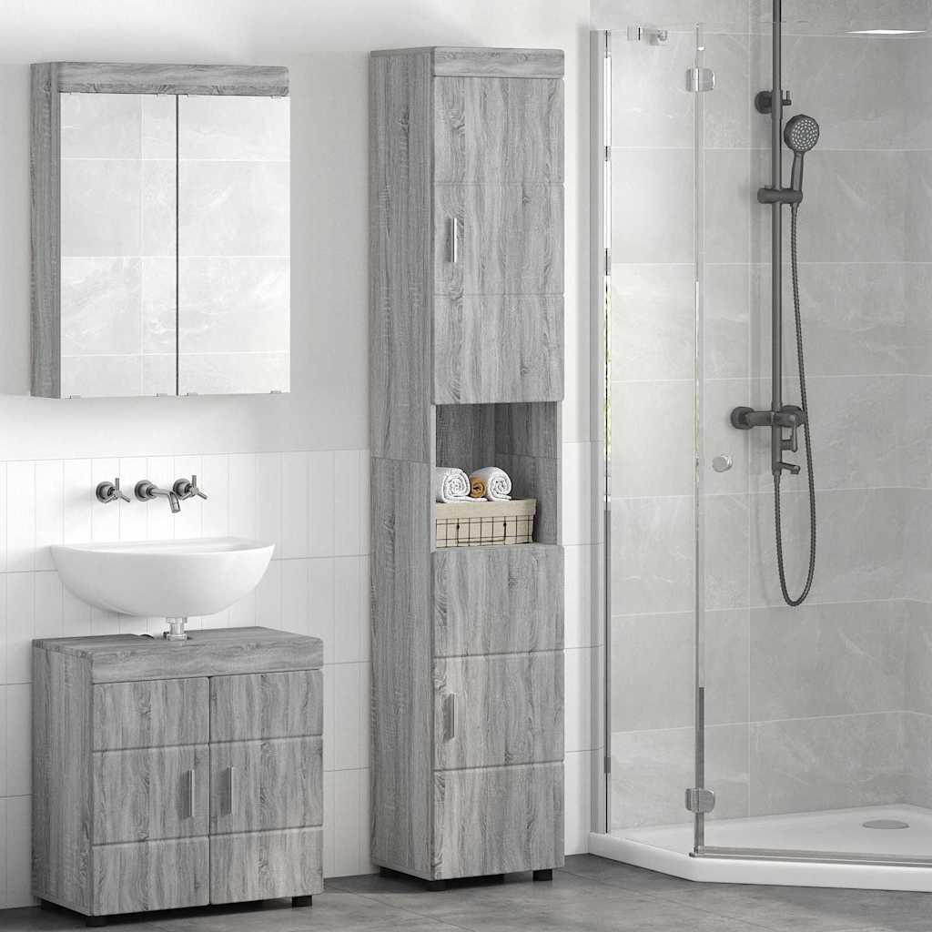 Set di Armadi da Bagno TULUM Grigio Sonoma 37 x 31,5 x 203 cm