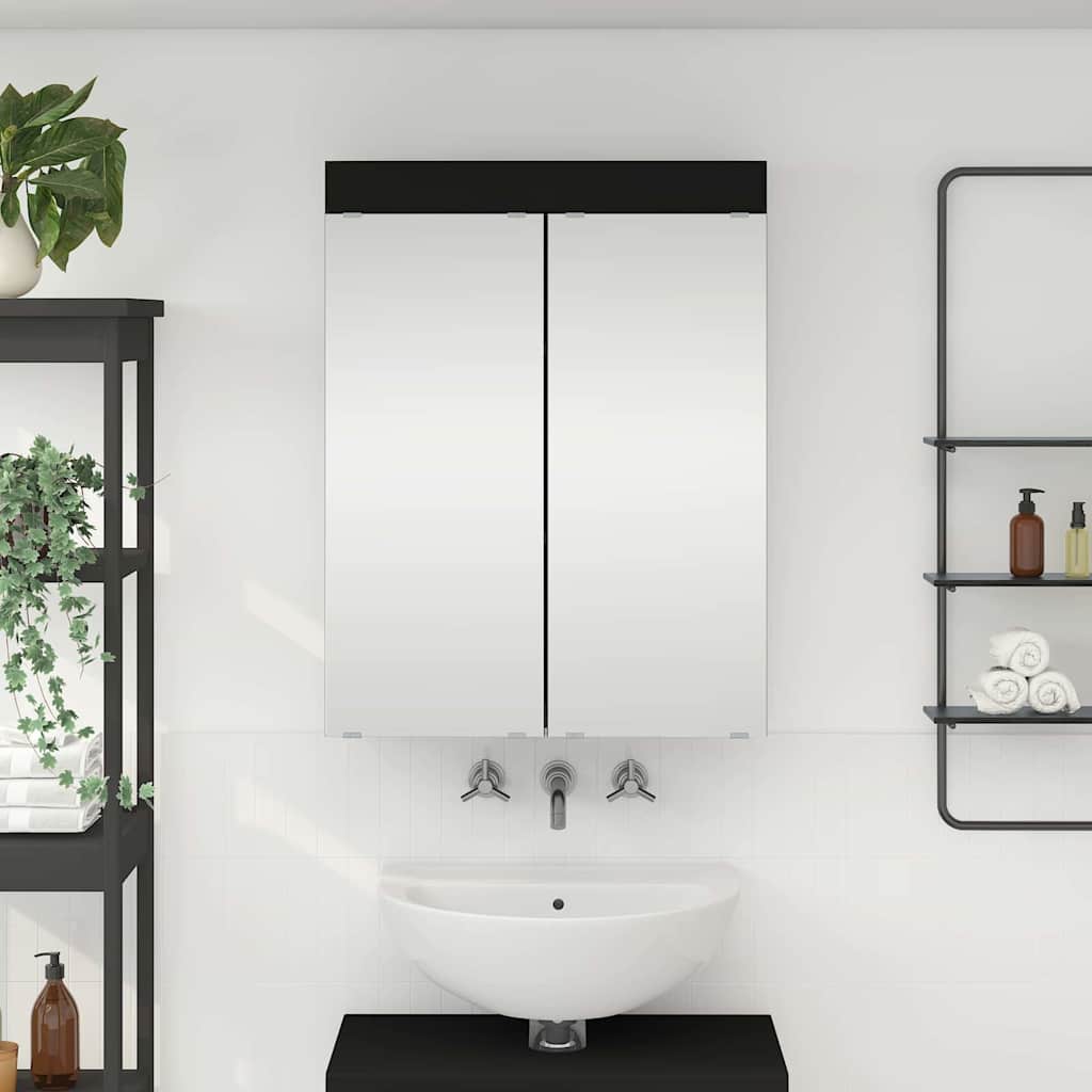 Mobiletto per specchio da bagno TULUM Nero 60 x 16,5 x 78 cm