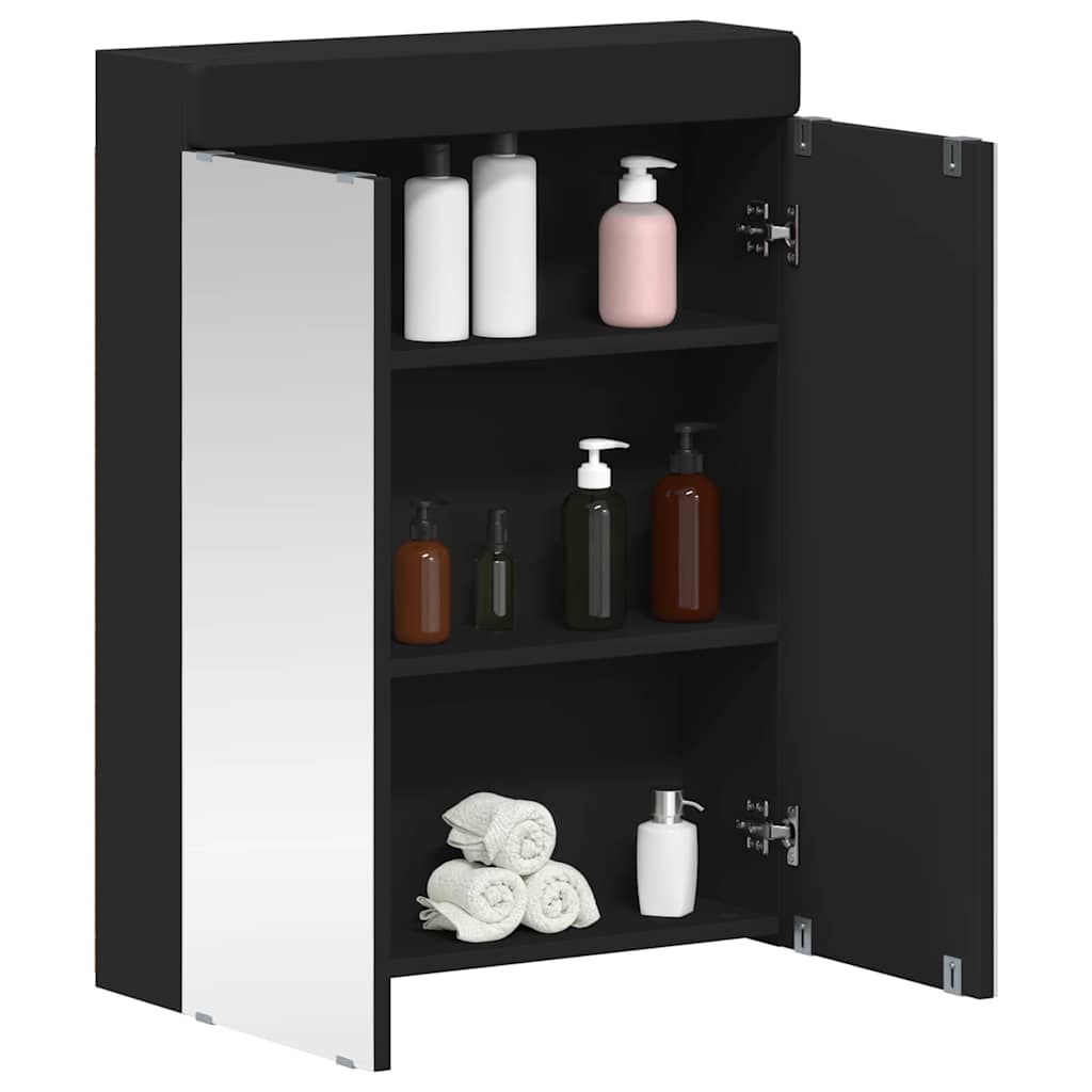 Mobiletto per specchio da bagno TULUM Nero 60 x 16,5 x 78 cm