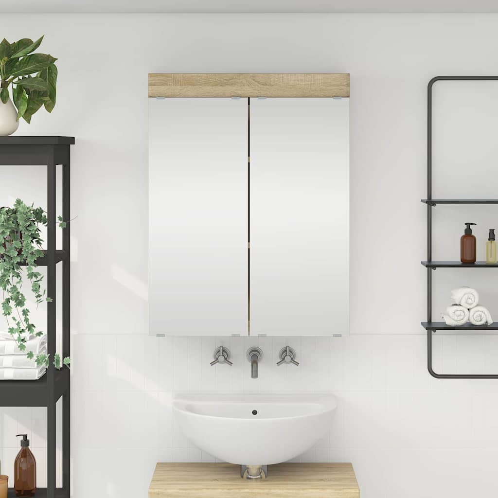 Mobiletto per specchio da bagno con porta TULUM Rovere Sonoma