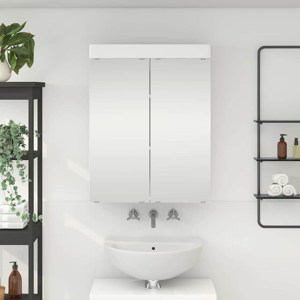 Mobiletto per specchio da bagno con porta TULUM Bianco Lucido