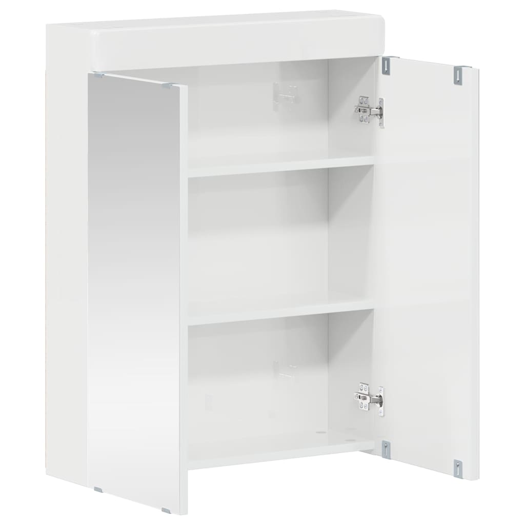 Mobiletto per specchio da bagno con porta TULUM Bianco Lucido
