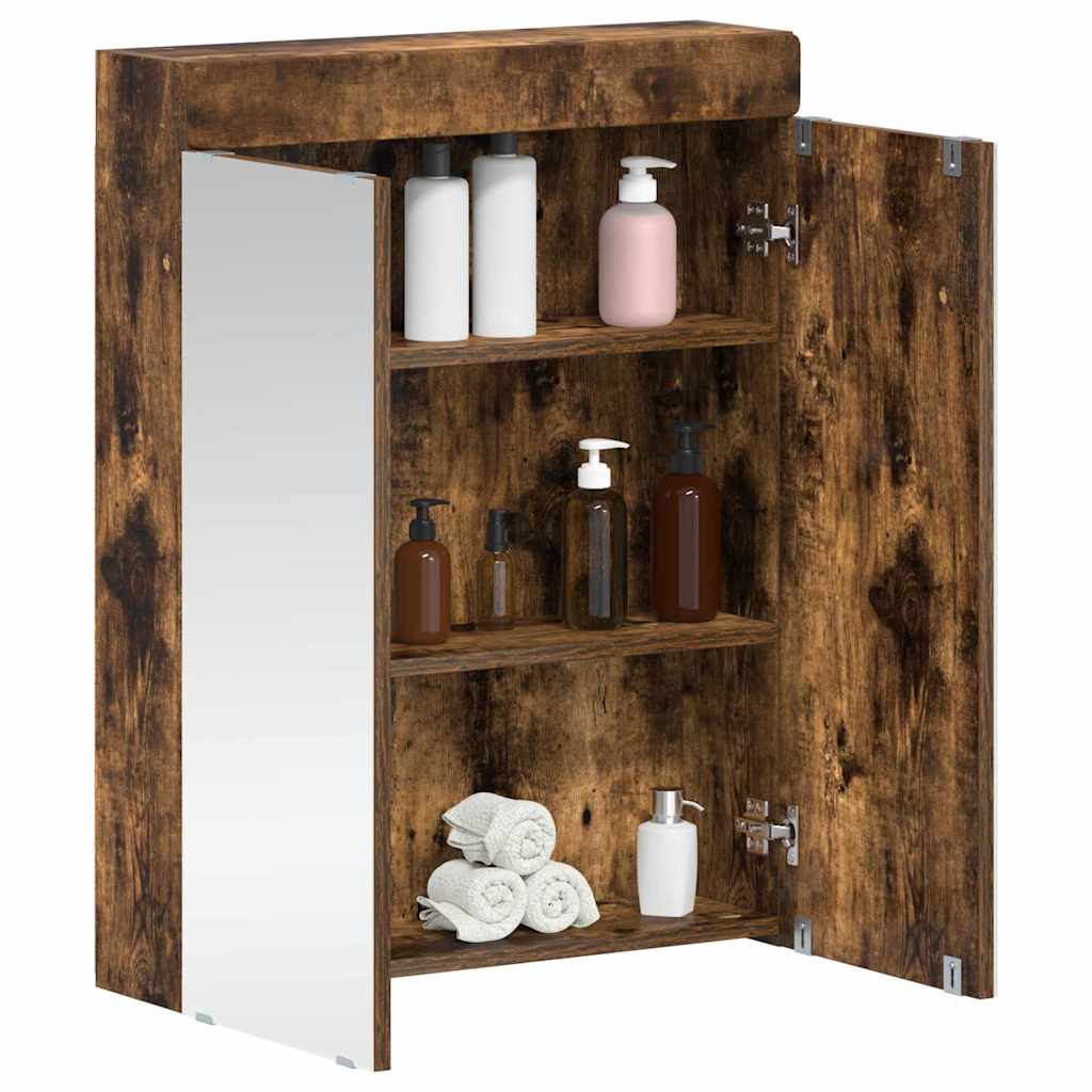 Mobiletto per specchio da bagno con porta TULUM Rovere fumÃ©