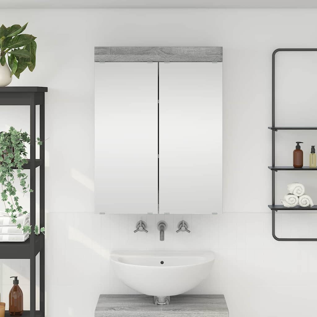 Mobiletto per specchio da bagno con porta TULUM Grigio Sonoma