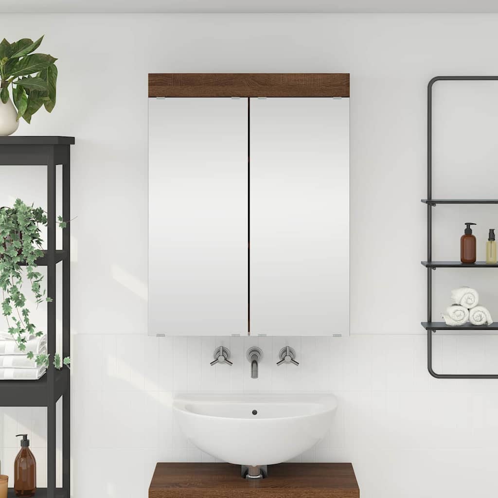 Mobiletto per specchio da bagno con porta TULUM Rovere Marrone