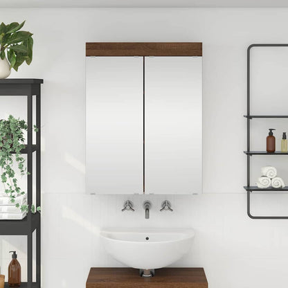 Mobiletto per specchio da bagno con porta TULUM Rovere Marrone