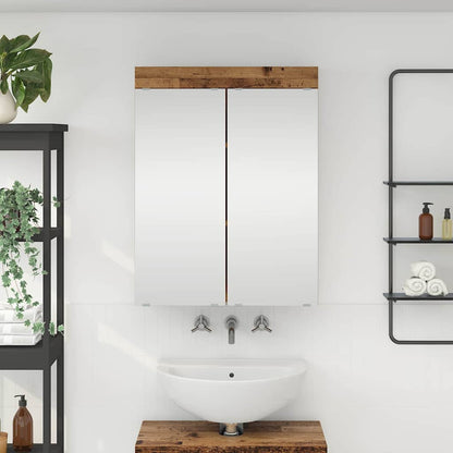 Mobiletto per specchio da bagno con porta TULUM Legno vecchio