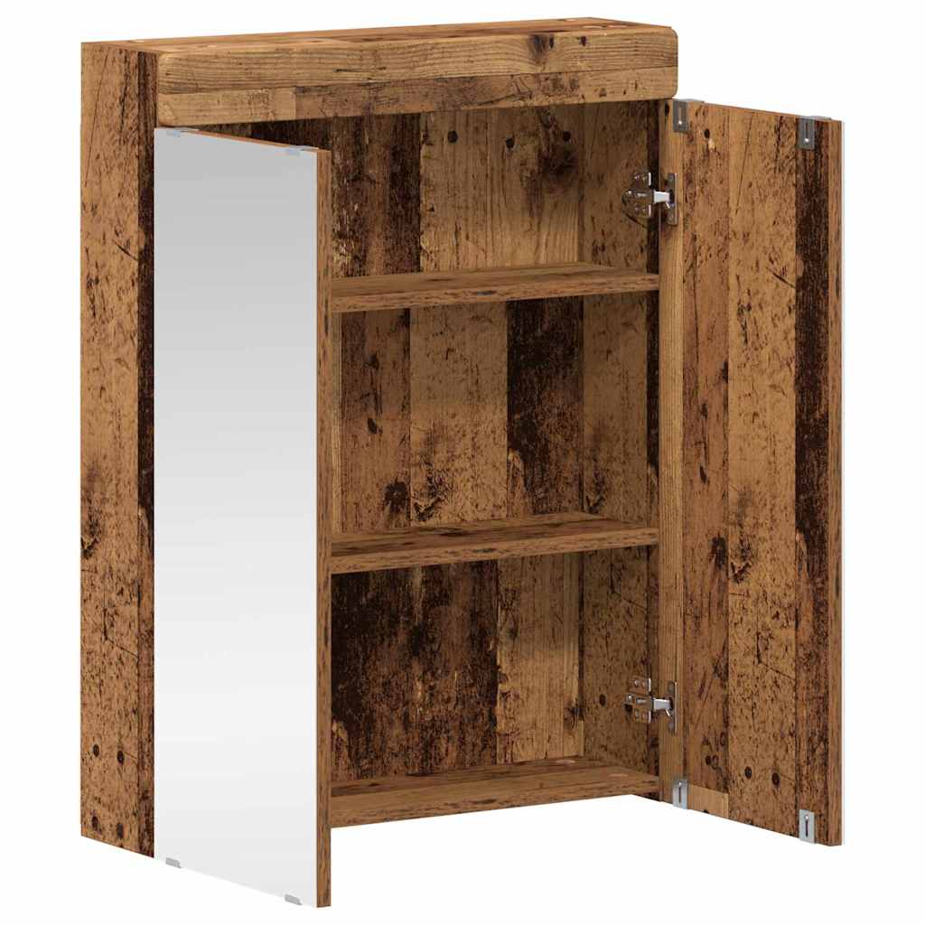 Mobiletto per specchio da bagno con porta TULUM Legno vecchio