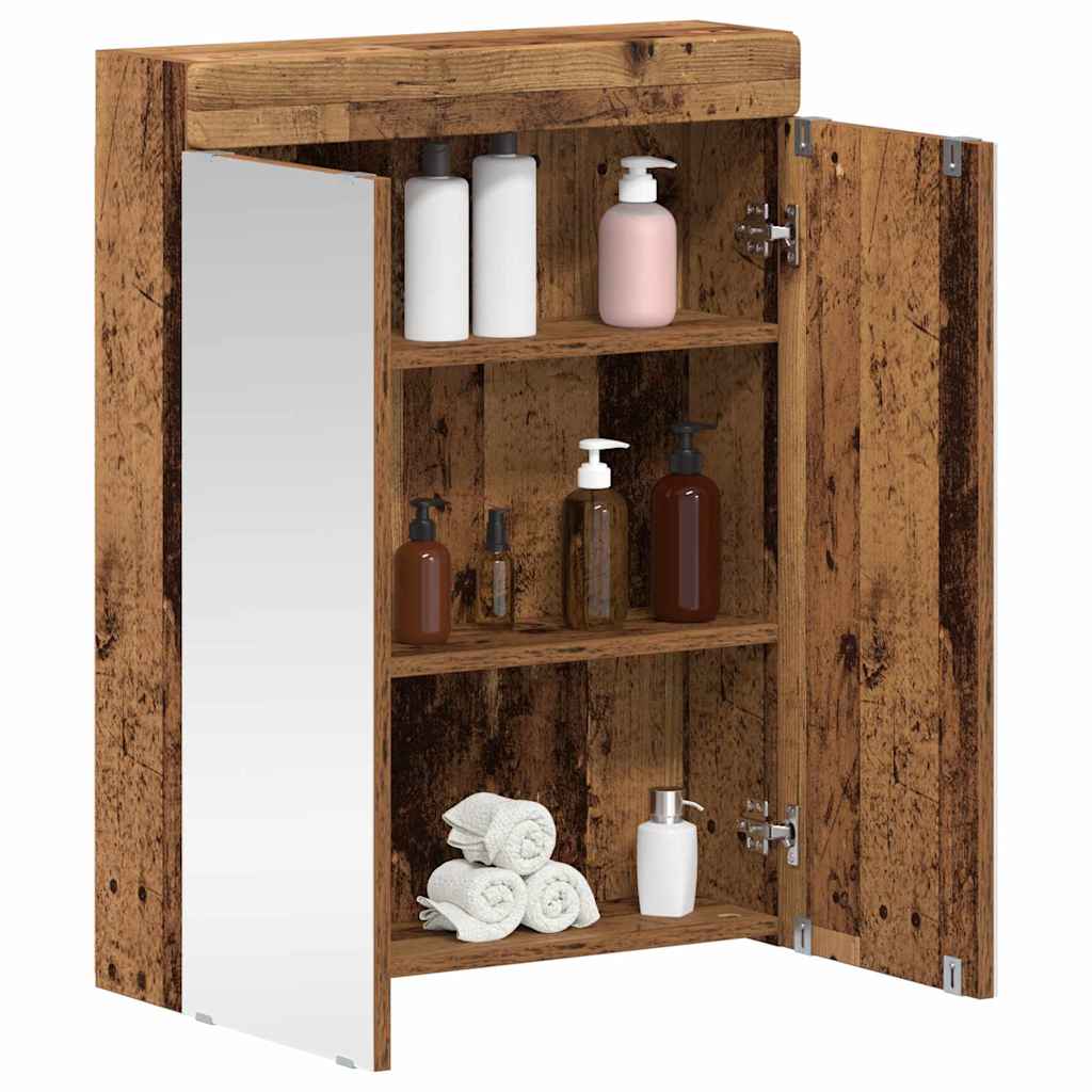 Mobiletto per specchio da bagno con porta TULUM Legno vecchio