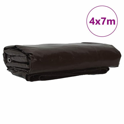 Telo 650g / mÂ² Marrone 4 x 7 m Tela con rivestimento in PVC