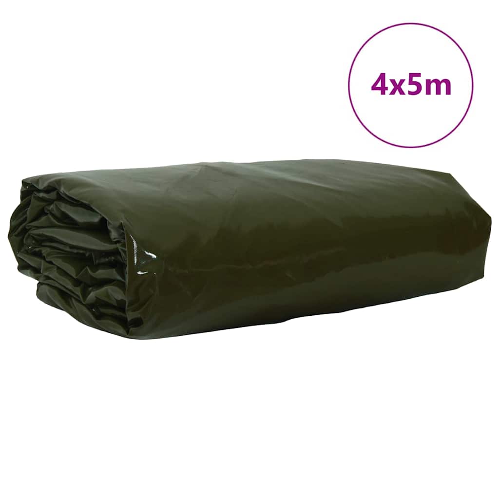 Telo 650g / mÂ² Verde oliva 4 x 5 m Tela con rivestimento in PVC