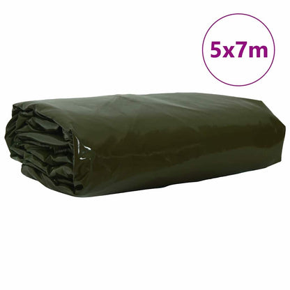 Telo 650g / mÂ² Verde oliva 5 x 7 m Tela con rivestimento in PVC