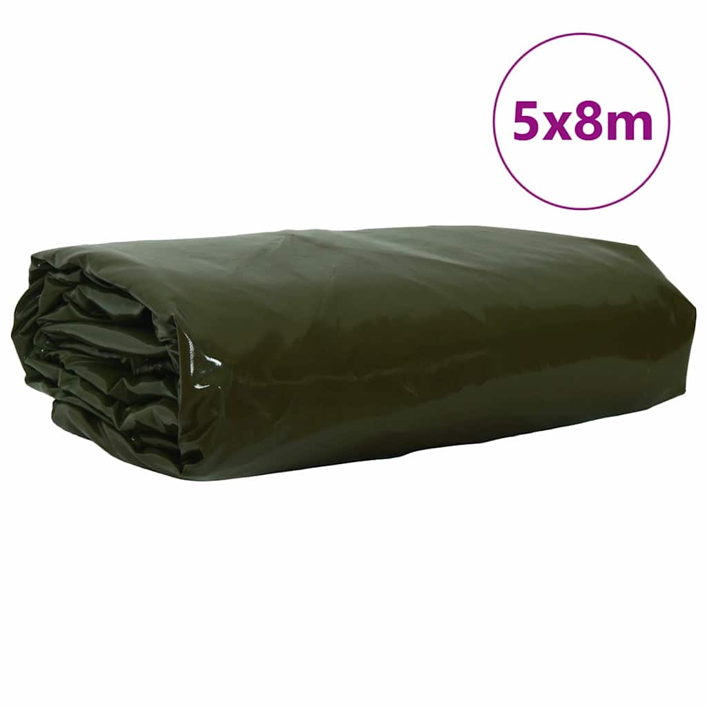 Telo 650g / mÂ² Verde oliva 5 x 8 m Tela con rivestimento in PVC