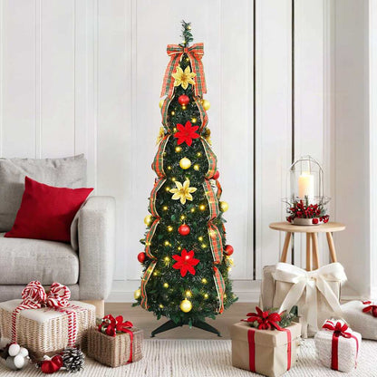 Albero di Natale artificiale con 100 LED Verde 155 cm PVC
