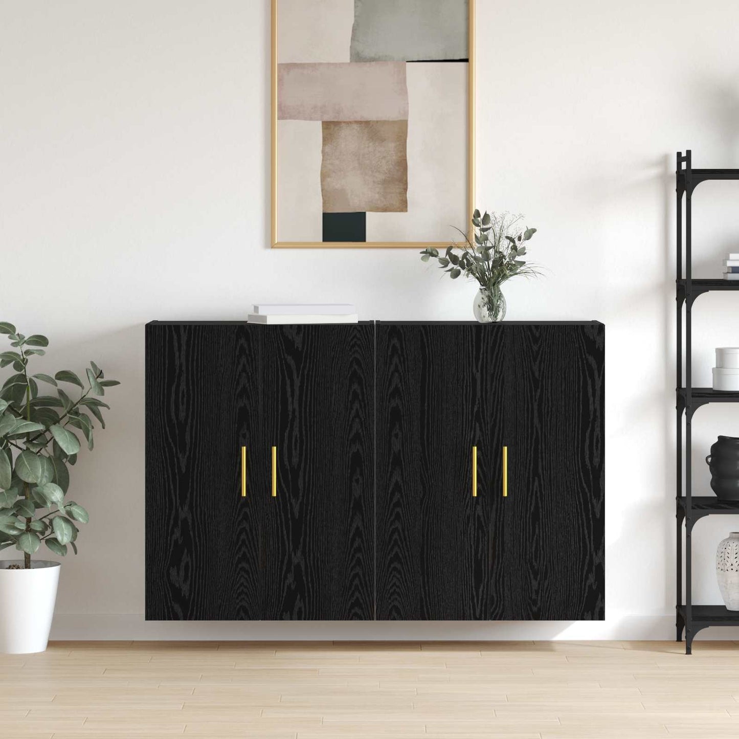 Mobiletto a muro 2 pcs Rovere Nero 69,5 x 34 x 90 cm