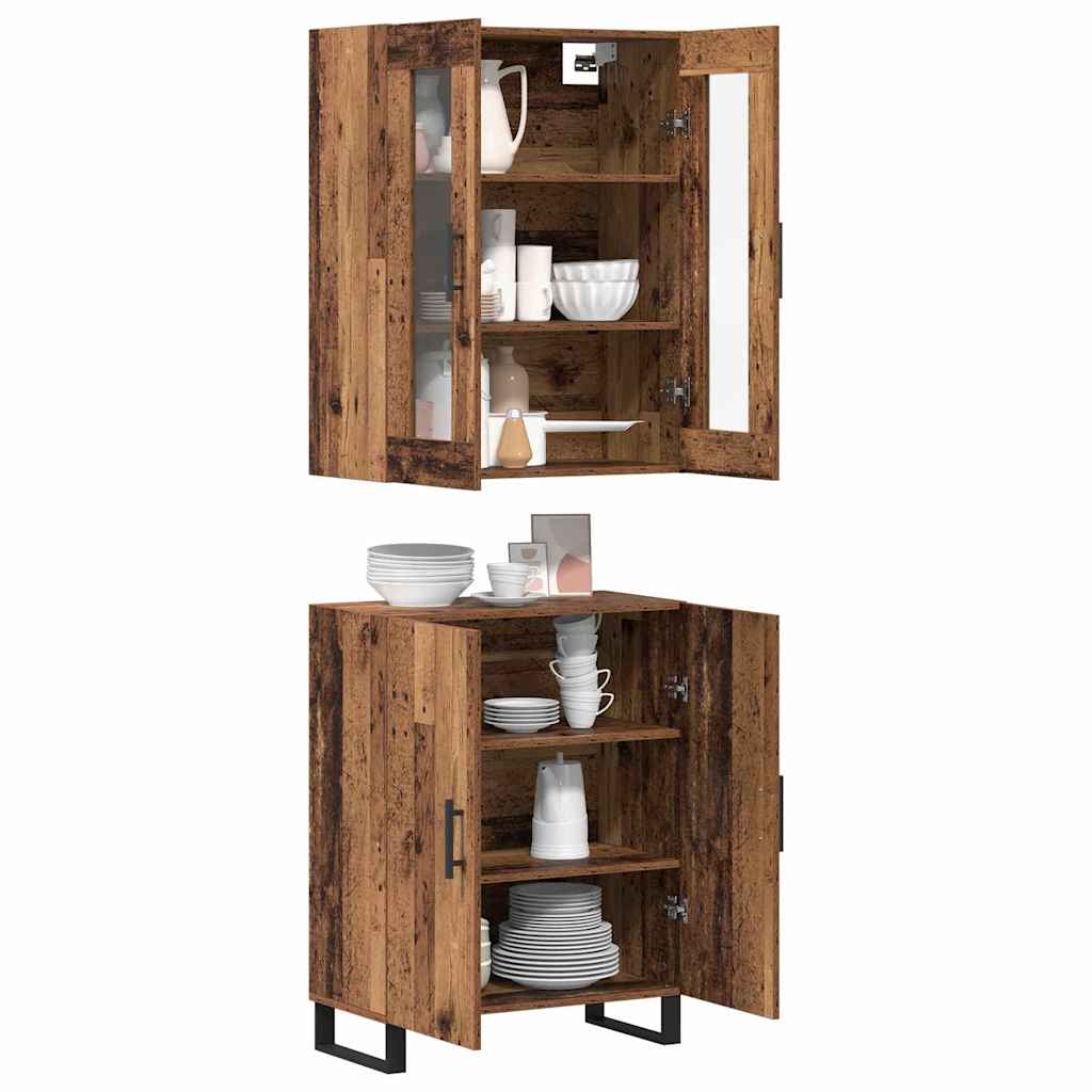 Credenza 2 pcs Legno vecchio Legno multistrato