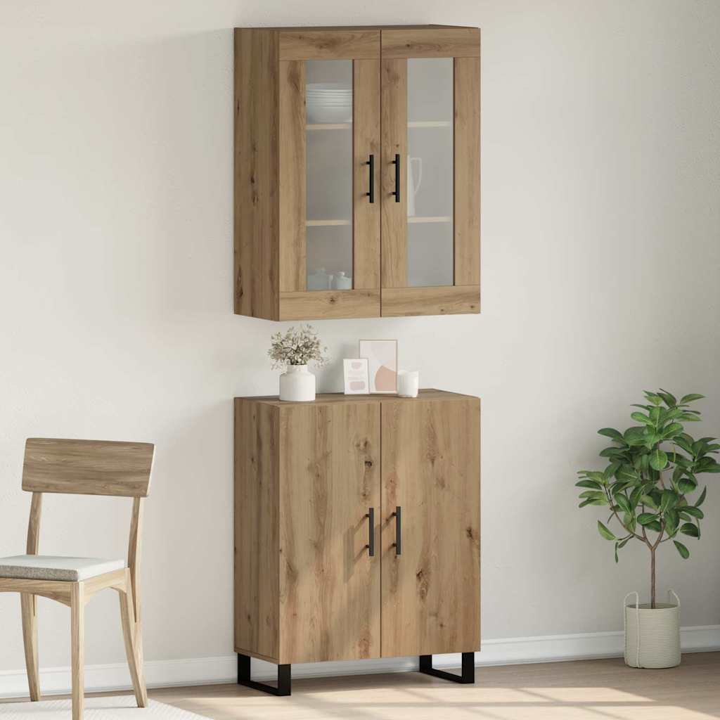 Credenza 2 pcs Rovere artigianale Legno multistrato