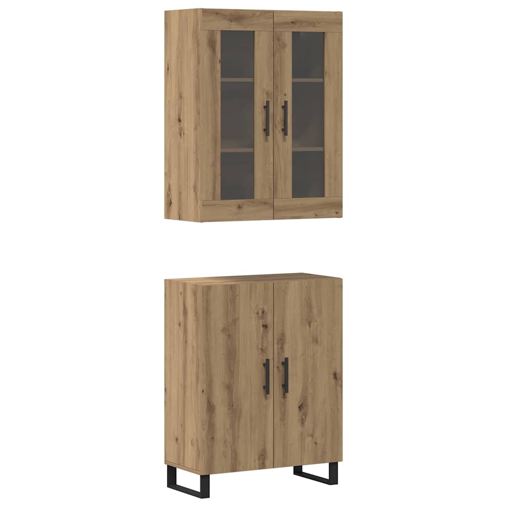 Credenza 2 pcs Rovere artigianale Legno multistrato