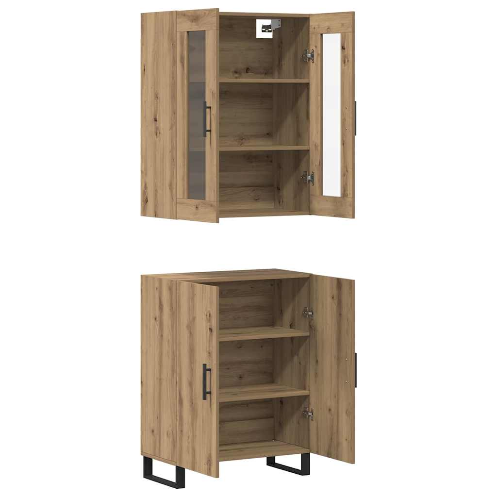 Credenza 2 pcs Rovere artigianale Legno multistrato