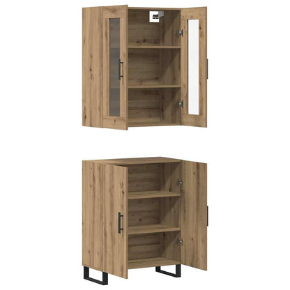 Credenza 2 pcs Rovere artigianale Legno multistrato