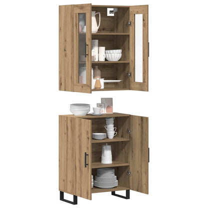 Credenza 2 pcs Rovere artigianale Legno multistrato