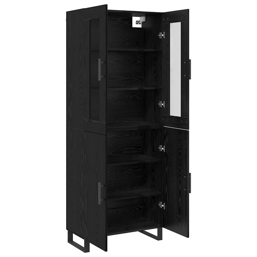 Credenza 2 pcs Rovere Nero Legno multistrato